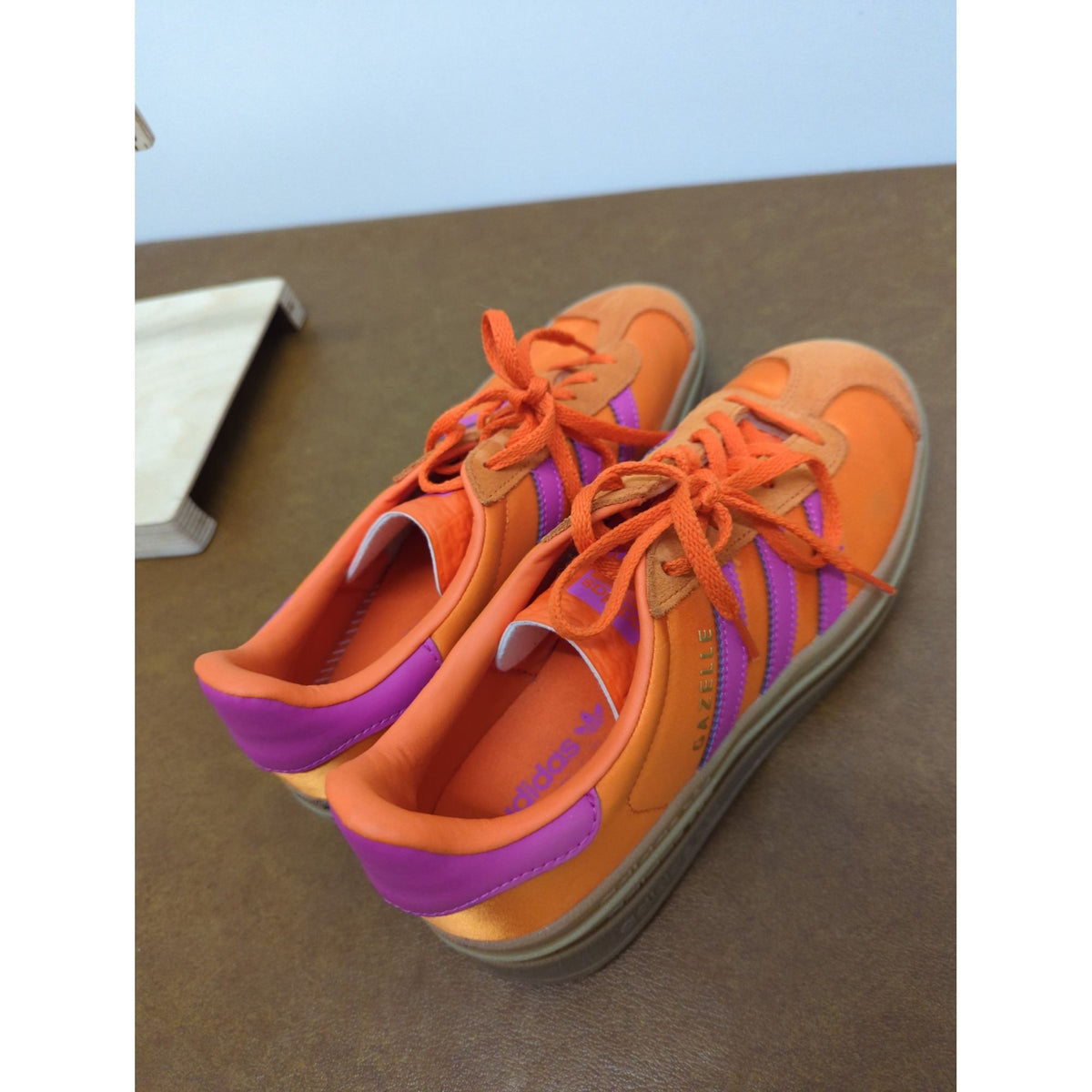 Adidas Gazelle Platform Shoes Orange & Purple 7.5 Womens Casual Sneakers Retro Style