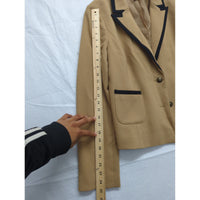Ann Taylor Loft Tan Blazer With Black Trim Size 10 Two-Button Front Fully Lined Tailored Fit Made In Indonesia