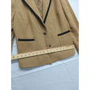 Ann Taylor Loft Tan Blazer With Black Trim Size 10 Two-Button Front Fully Lined Tailored Fit Made In Indonesia