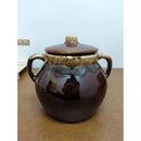 Vintage USA Two-Tone Brown Glazed Ceramic Soup Tureen With Lid 5.5" Tall Dual Handles Rustic Farmhouse Style