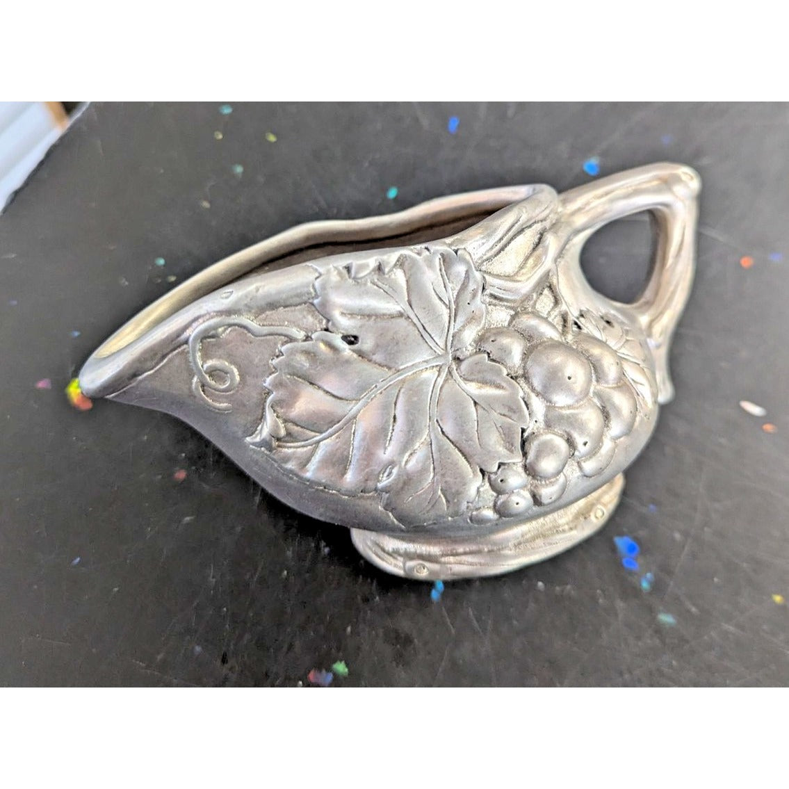 Arthur Court Design Aluminum Pewter Creamer With Grapevine Motif - Made In USA