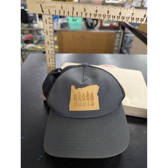 Oregon Roots Trucker Hat With Engraved Wood Patch & Adjustable Snapback