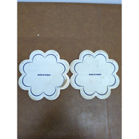 Turkish Ceramic Blue Floral Decorative Coasters Set Of 2 6.5 Inches Diameter