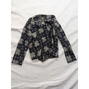 L.L. Bean Womens Textured Knit Cardigan Sweater Jacket S Blue & Cream