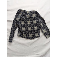 L.L. Bean Womens Textured Knit Cardigan Sweater Jacket S Blue & Cream