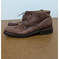 Mens Brown Leather Square-Toe Lace-Up Ankle Boots Size EU 41 SoleTech Soles