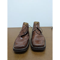 Mens Brown Leather Square-Toe Lace-Up Ankle Boots Size EU 41 SoleTech Soles