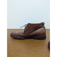 Mens Brown Leather Square-Toe Lace-Up Ankle Boots Size EU 41 SoleTech Soles