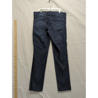 Democracy Womens Dark Wash Jeans With "Ab" Technology Size 10 Straight Leg Denim Raw Hem Made In China