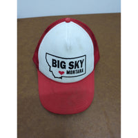 Big Sky Montana Red & White Mesh Trucker Hat Adjustable Snapback Cap