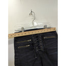 Black Lace-Up Skinny Jeans With Front Zipper Pockets & Back Patch Pockets Women’s Size S