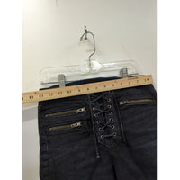 Black Lace-Up Skinny Jeans With Front Zipper Pockets & Back Patch Pockets Women’s Size S
