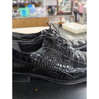 Stacy Adams Mens Triolo Black Dress Shoes Size 10M Crocodile Print Lace-Up Pre-Owned