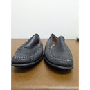 Ecco Mens Black Leather Slip-On Loafers Size 43 With White Stitching