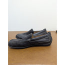 Ecco Mens Black Leather Slip-On Loafers Size 43 With White Stitching