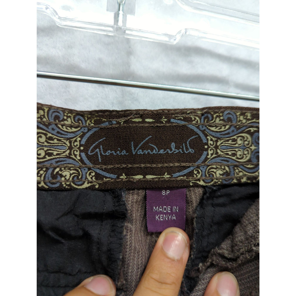 Gloria Vanderbilt Womens Brown Corduroy Pants Size 8P Made In Kenya