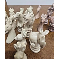Vintage Stone Chess Pieces Animal Theme missing a piece (see description)