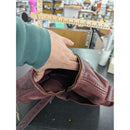Vintage Burgundy Leather Shoulder Bag With Gold-Tone Hardware And Zipper Closure