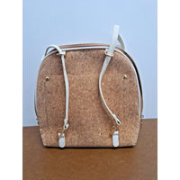 Mistique Cork & Faux Leather Double Strap Backpack Purse With Gold Accents And M