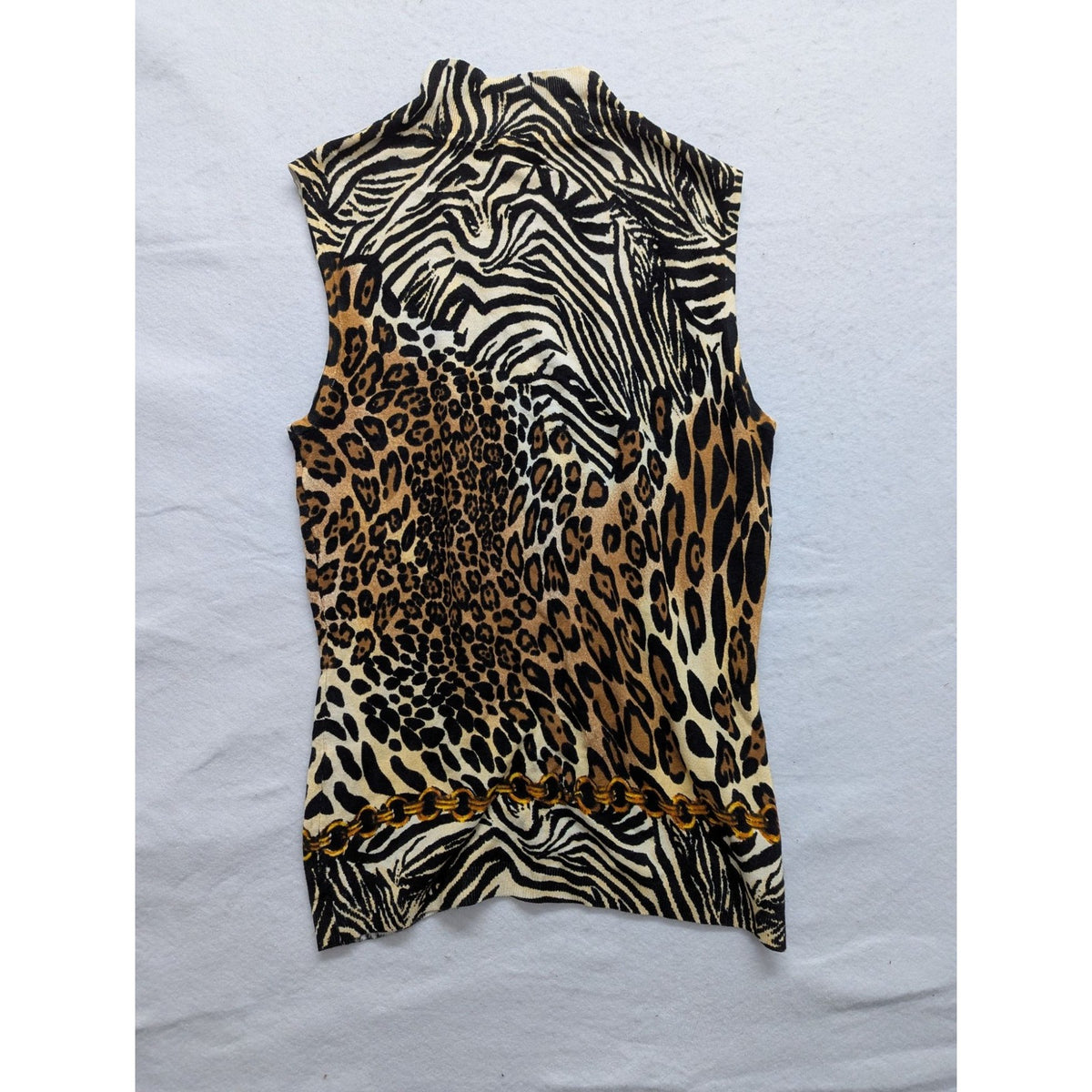 Dolce Cabo Womens Sleeveless Animal Print Top Zebra & Leopard Pattern