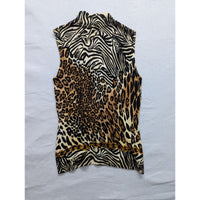 Dolce Cabo Womens Sleeveless Animal Print Top Zebra & Leopard Pattern