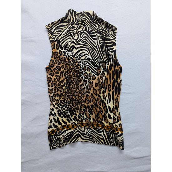Dolce Cabo Womens Sleeveless Animal Print Top Zebra & Leopard Pattern