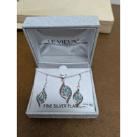 Le Vieux Fine Silver Plated Necklace & Earring Set With Swarovski Marcasite