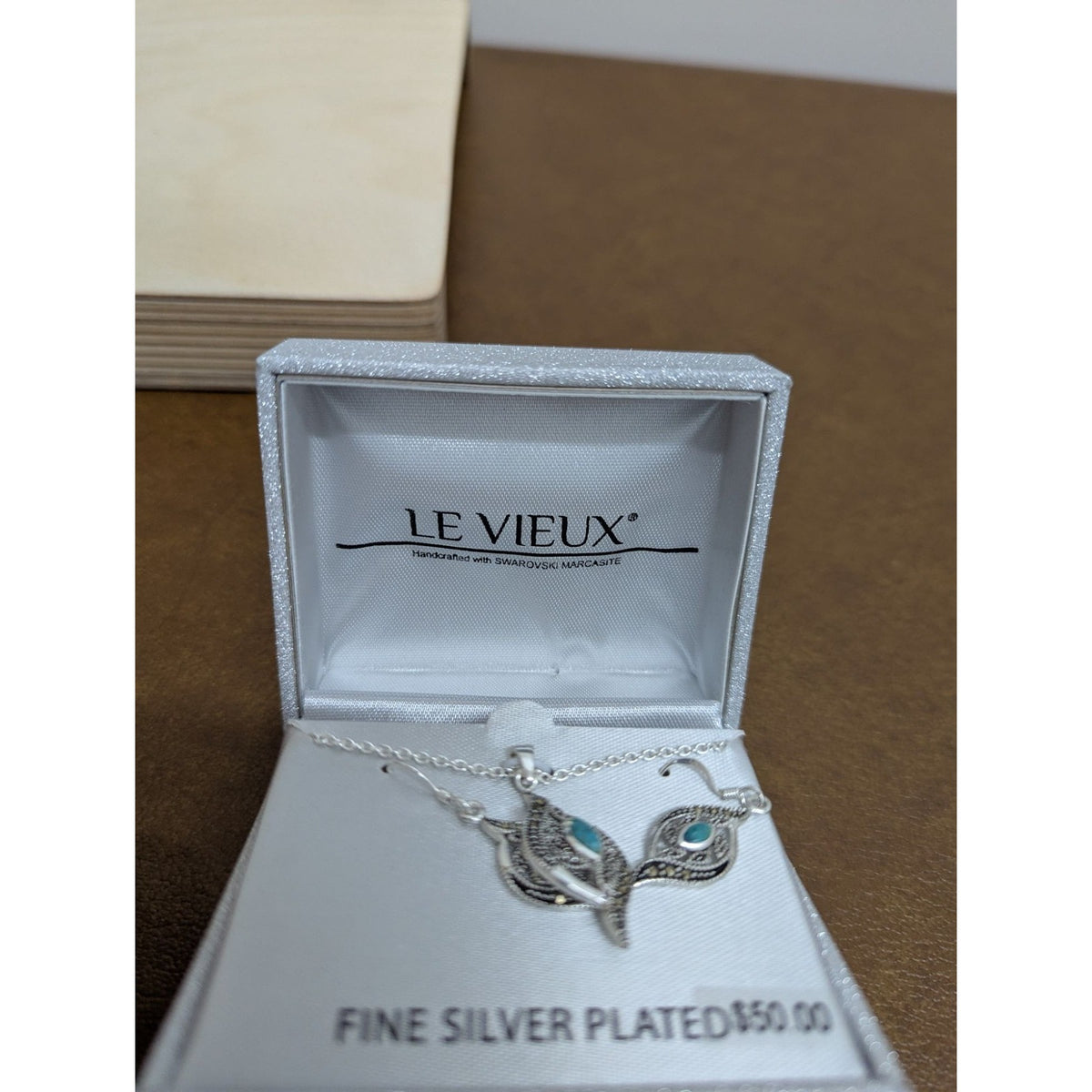 Le Vieux Fine Silver Plated Necklace & Earring Set With Swarovski Marcasite