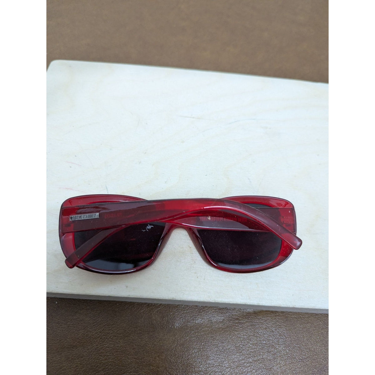 Steve Madden Red Rectangle Sunglasses Performance Line Dark Lens