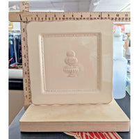 Arte Florum Italica Cream Ceramic Square Plate With Topiary Design