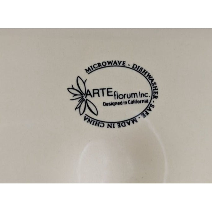 Arte Florum Italica Cream Ceramic Square Plate With Topiary Design