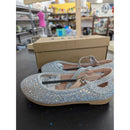 Link Comfort Girls Silver Glitter Mary Jane Shoes Size 10 With Box
