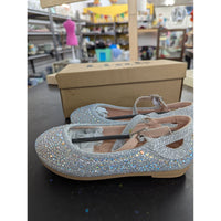 Link Comfort Girls Silver Glitter Mary Jane Shoes Size 10 With Box