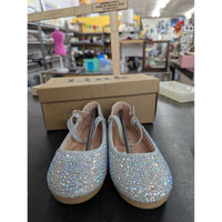 Link Comfort Girls Silver Glitter Mary Jane Shoes Size 10 With Box