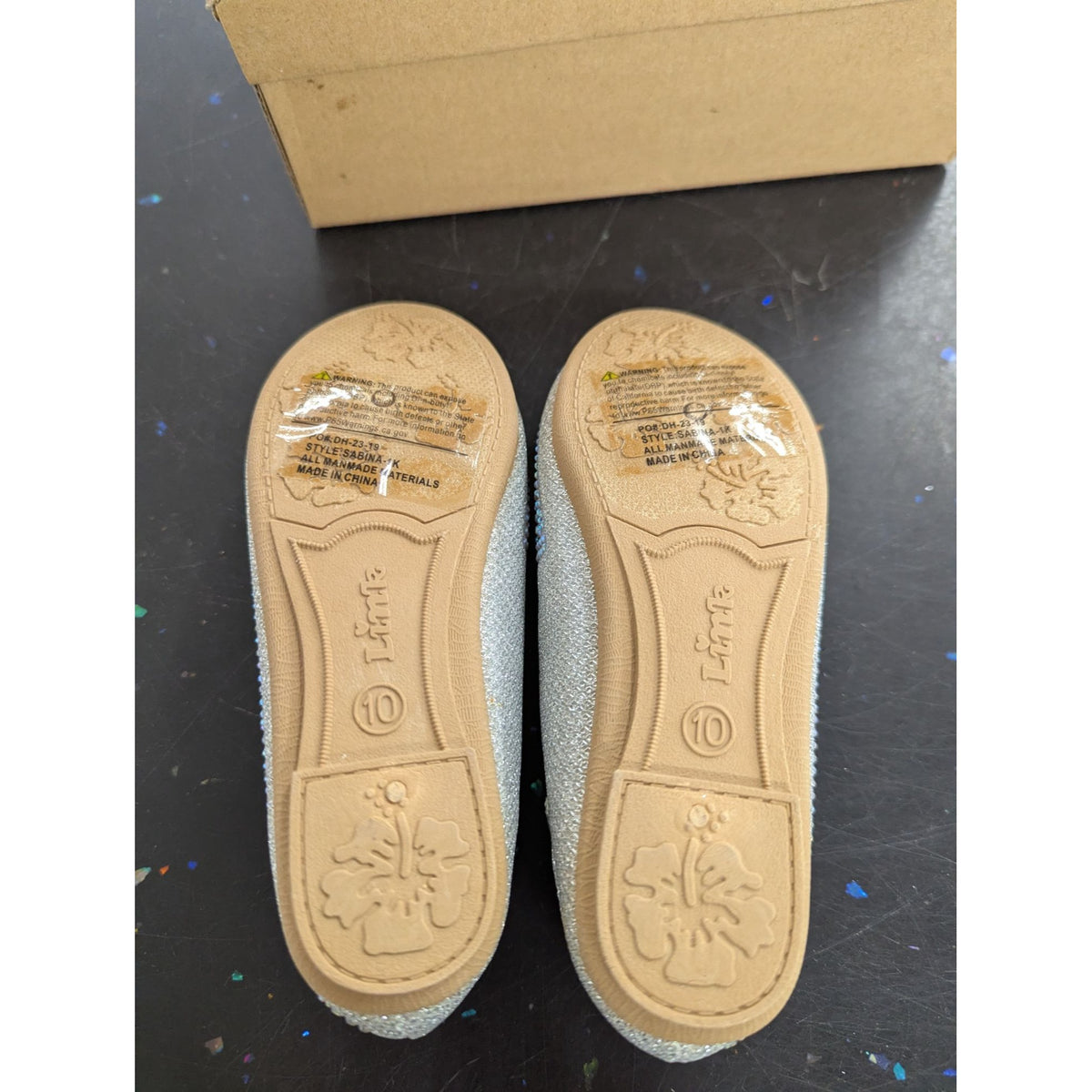 Link Comfort Girls Silver Glitter Mary Jane Shoes Size 10 With Box