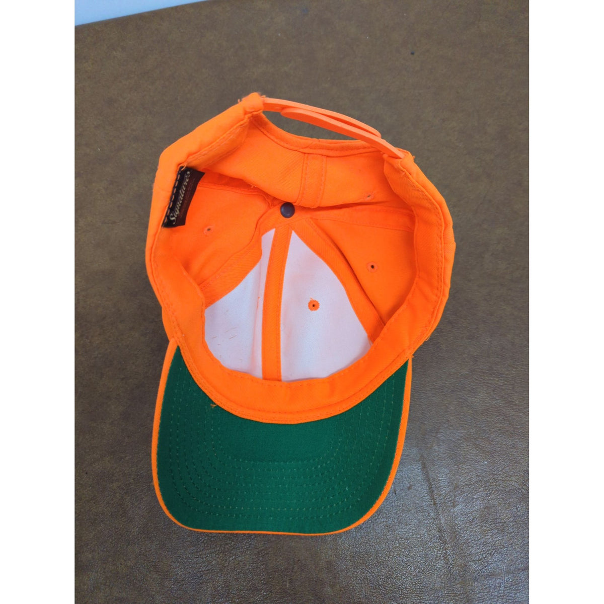Bright Orange Adjustable Cap With Green Underbill By Signatures