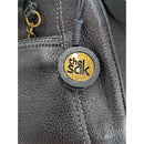 The Sak Black Leather Shoulder Handbag With Unique Patterned Lining