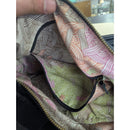 The Sak Black Leather Shoulder Handbag With Unique Patterned Lining