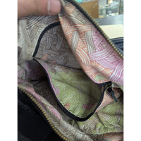 The Sak Black Leather Shoulder Handbag With Unique Patterned Lining