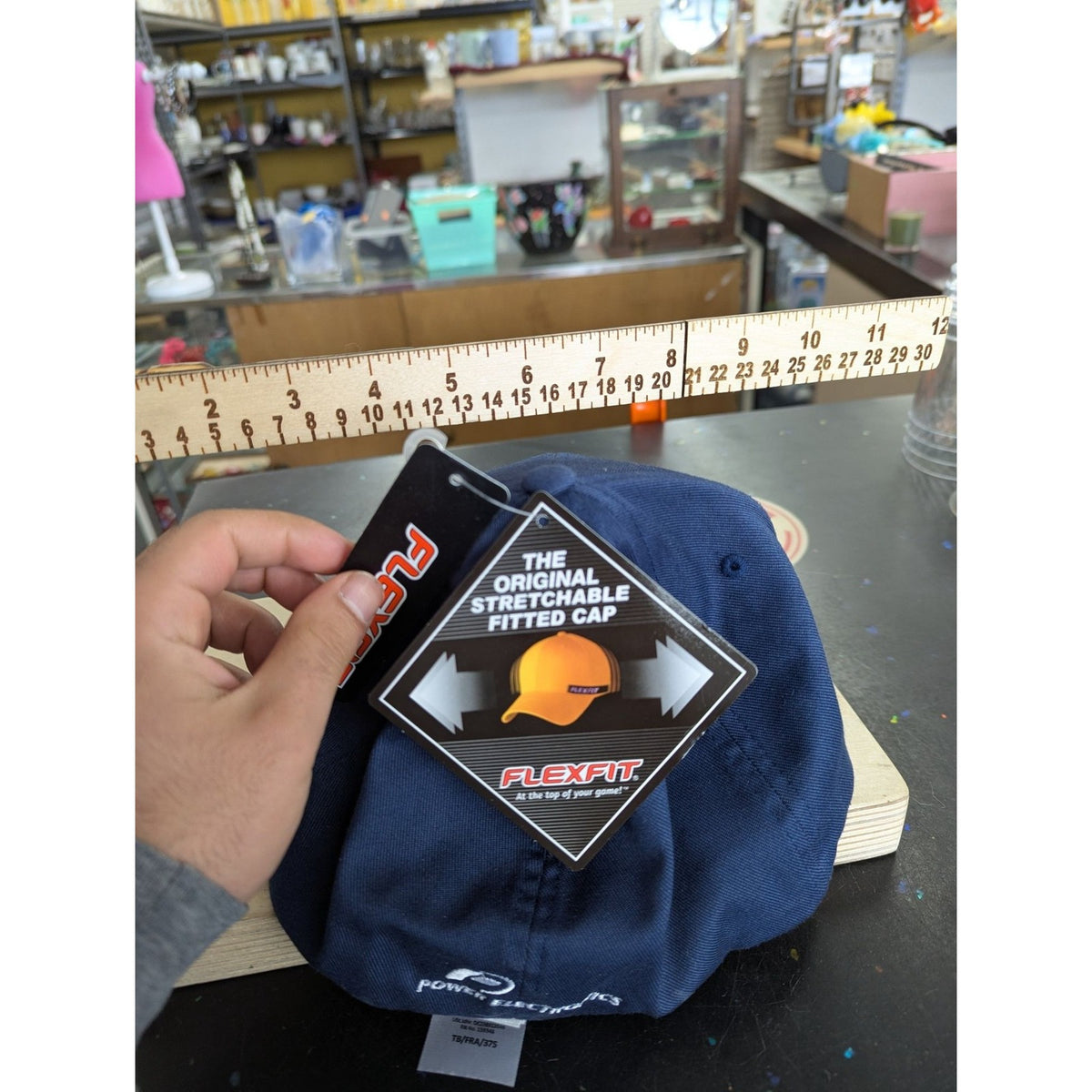 Flexfit Navy Stretchable Fitted Baseball Cap L/XL Polyester Cotton Blend