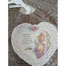 Precious Moments 1995 Sweetheart Heart-Shaped Porcelain Plaque With Stand Pink Floral Design 4"x4"