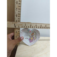 Precious Moments 1995 Sweetheart Heart-Shaped Porcelain Plaque With Stand Pink Floral Design 4"x4"