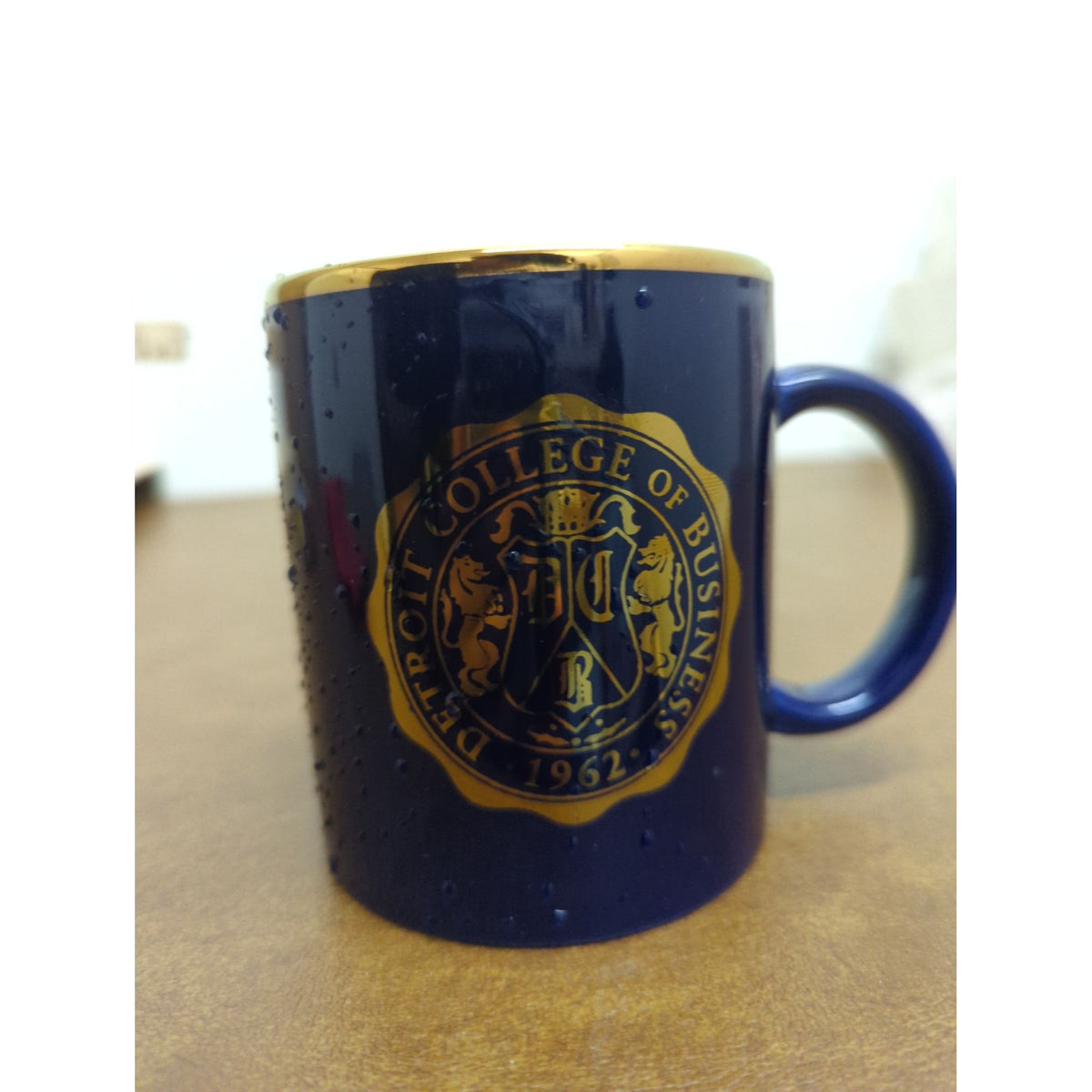 Detroit College Of Business 1962 Blue & Gold Ceramic Mug 3.5" Tall Made In China