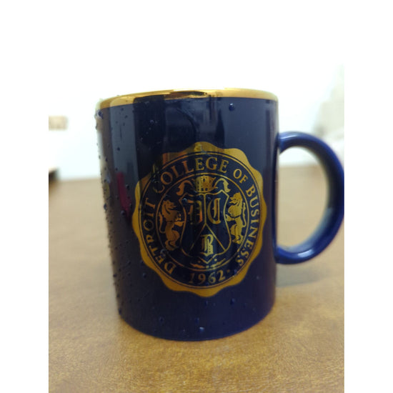 Detroit College Of Business 1962 Blue & Gold Ceramic Mug 3.5" Tall Made In China