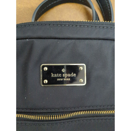 Kate Spade New York Black Nylon Small Backpack With Gold Accents And Adjustable Straps