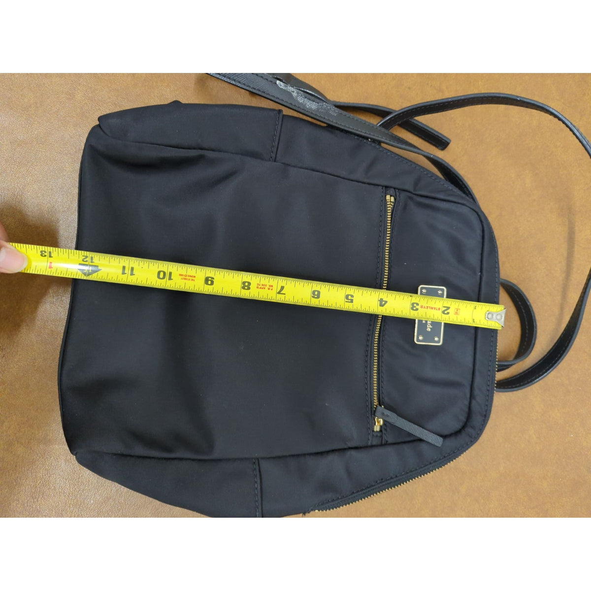 Kate Spade New York Black Nylon Small Backpack With Gold Accents And Adjustable Straps