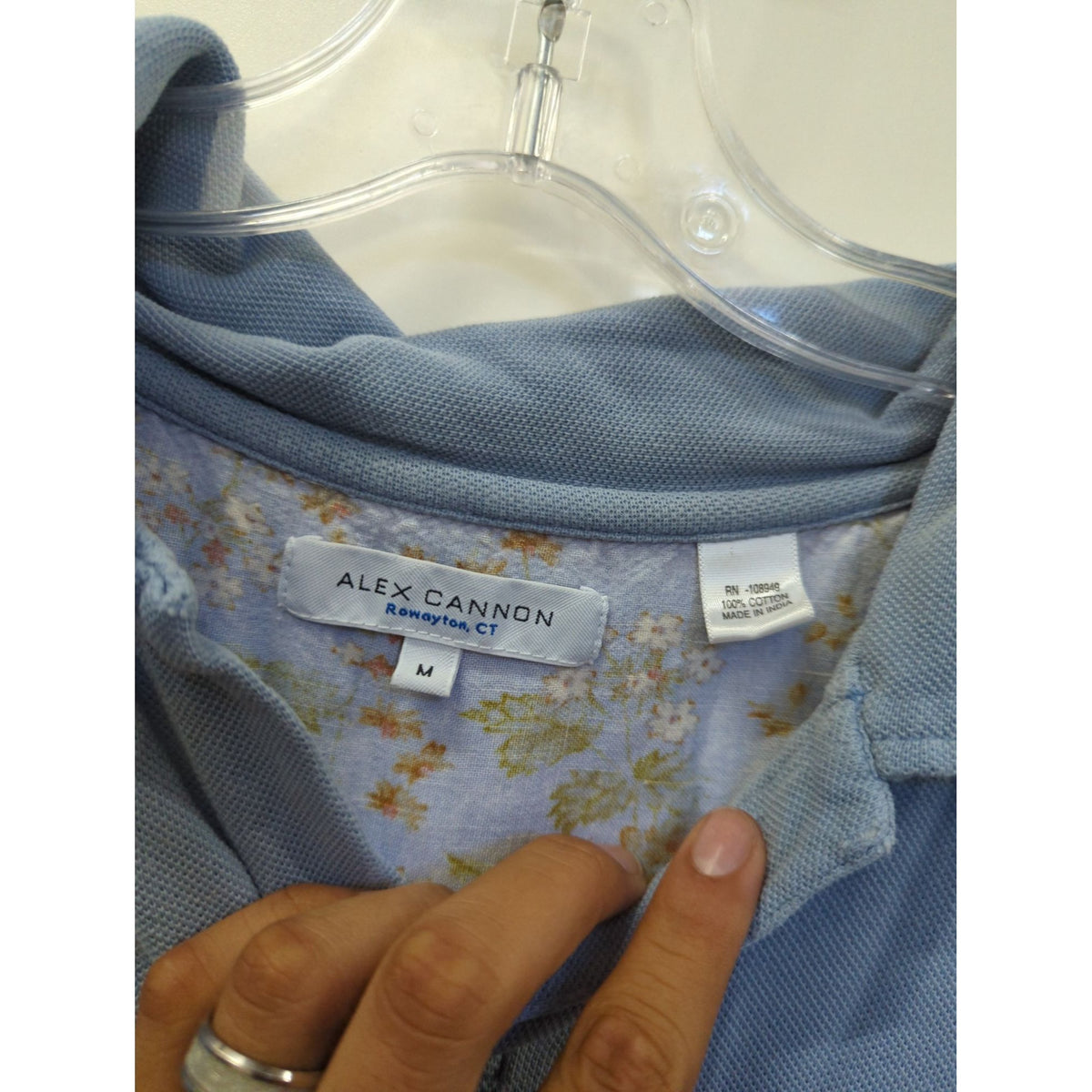 Alex Cannon Blue Polo Shirt Short Sleeve Cotton Mens M Made In India