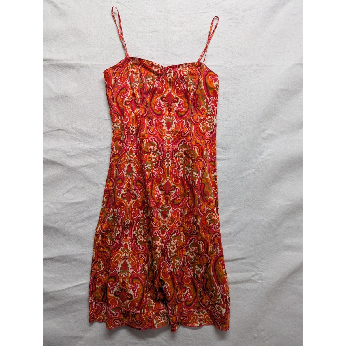 Tommy Hilfiger Paisley Spaghetti Strap Summer Dress Red Orange