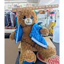 Build-A-Bear Brown Plush Teddy Bear With Blue Patterned Jacket