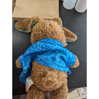 Build-A-Bear Brown Plush Teddy Bear With Blue Patterned Jacket